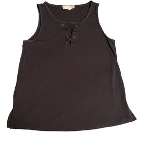 Pink Republic black lace up tank top Medium